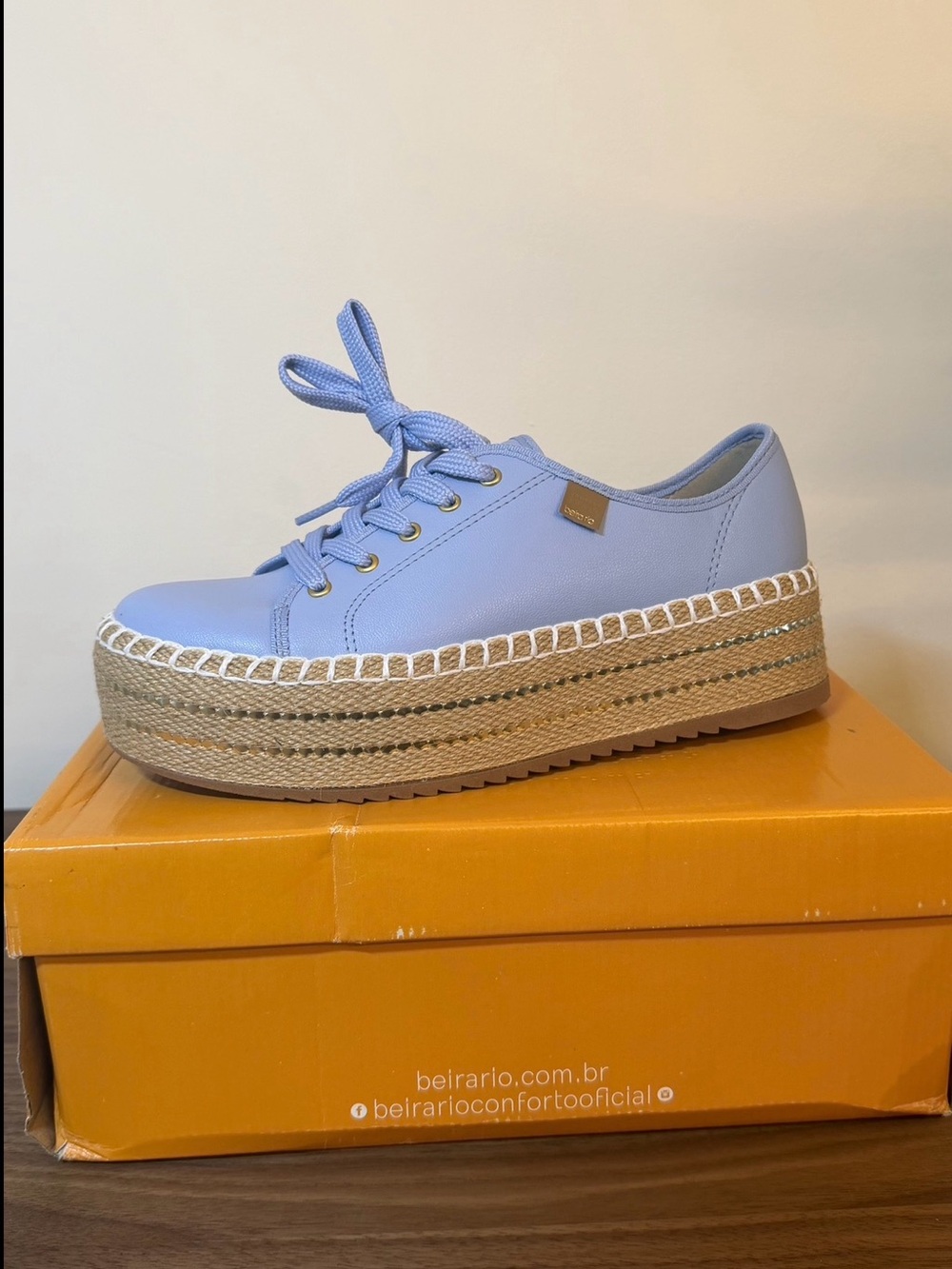 Womens Light Blue Platform Espadrille Sneaker